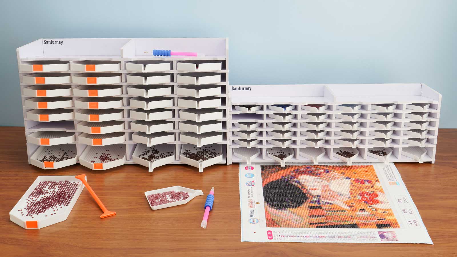 Diamond Painting Tray Organizer Holder Drill Pen & Multi-boat Tray Storage  Rack Art Diamond Painting Accessories Kits, for Big Size Trays 