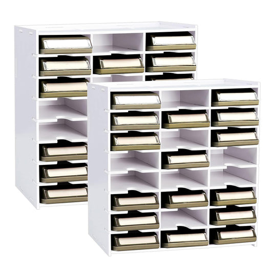 SANFURNEY 2 Packs 24 Slots Craft Punch Organizer Rack Wall-Mounted Paper Punches Holder