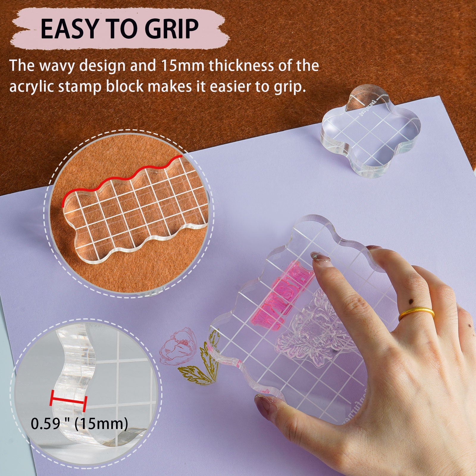 4 Pieces Acrylic Stamp Blocks Set - Sanfurney