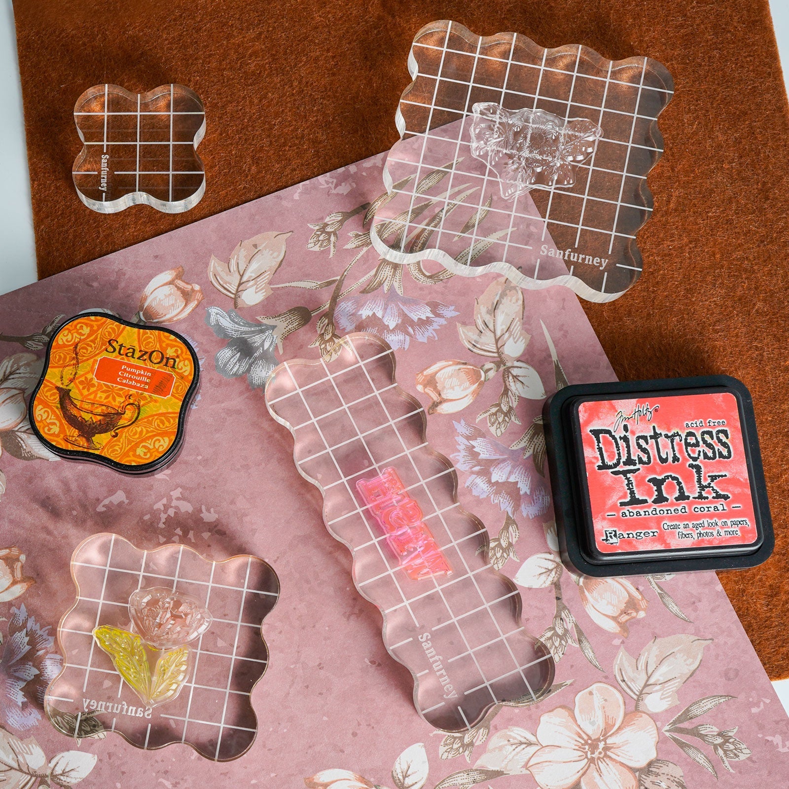 4 Pieces Acrylic Stamp Blocks Set - Sanfurney