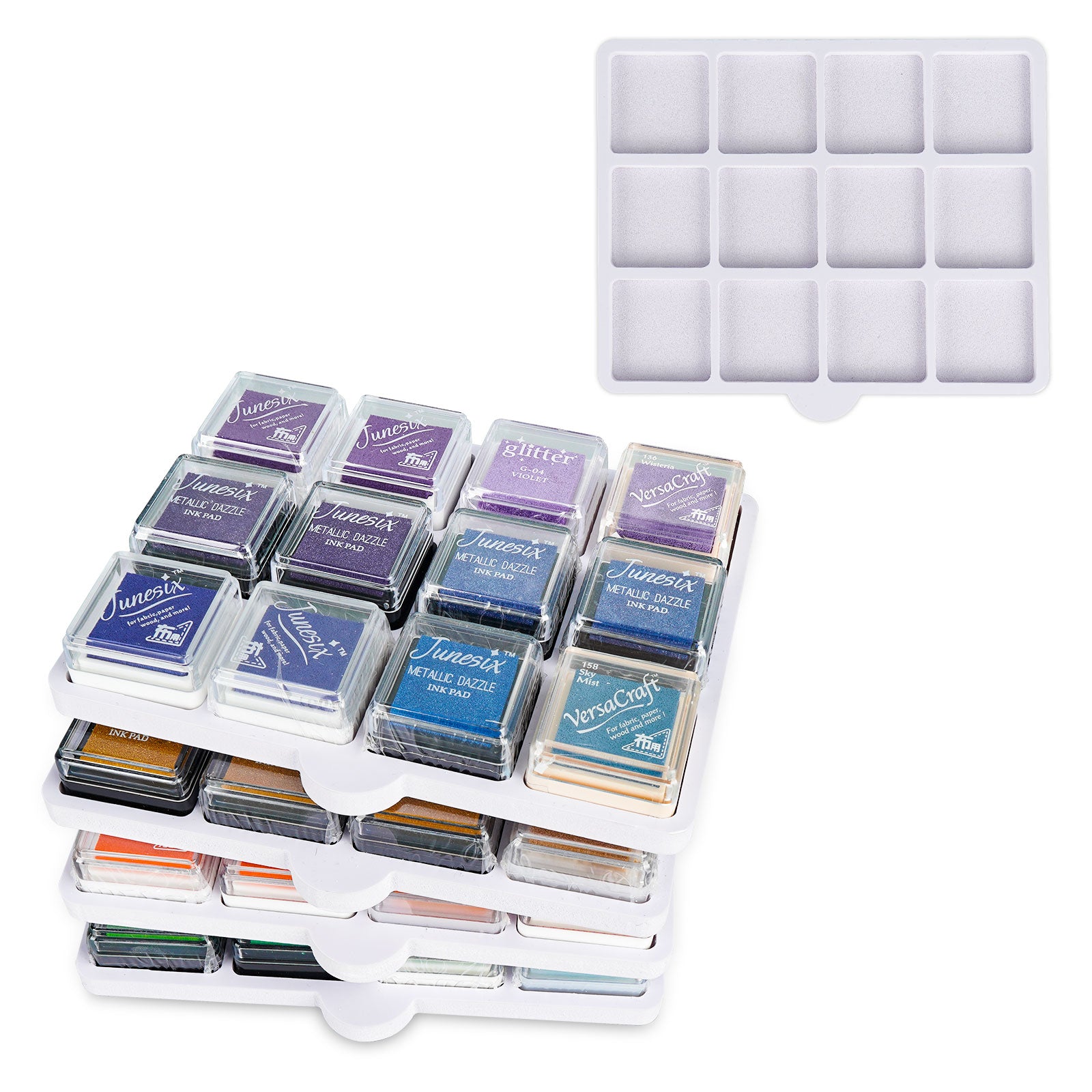 Sanfurney Ink Pad Storage Holder Stamp Pad Organizer Fit for Ranger or  TSUKINEKO Ink Pads, Diamond Painting Tray Rack for Craft Supply 