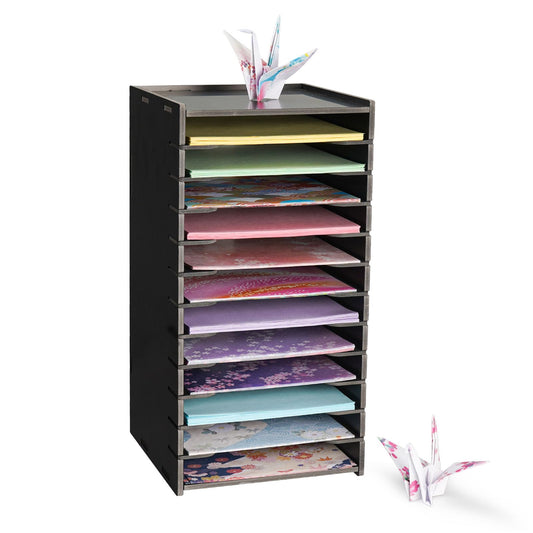 12 Tier Black Cardstock Organizer for Sizes 6" x 6"