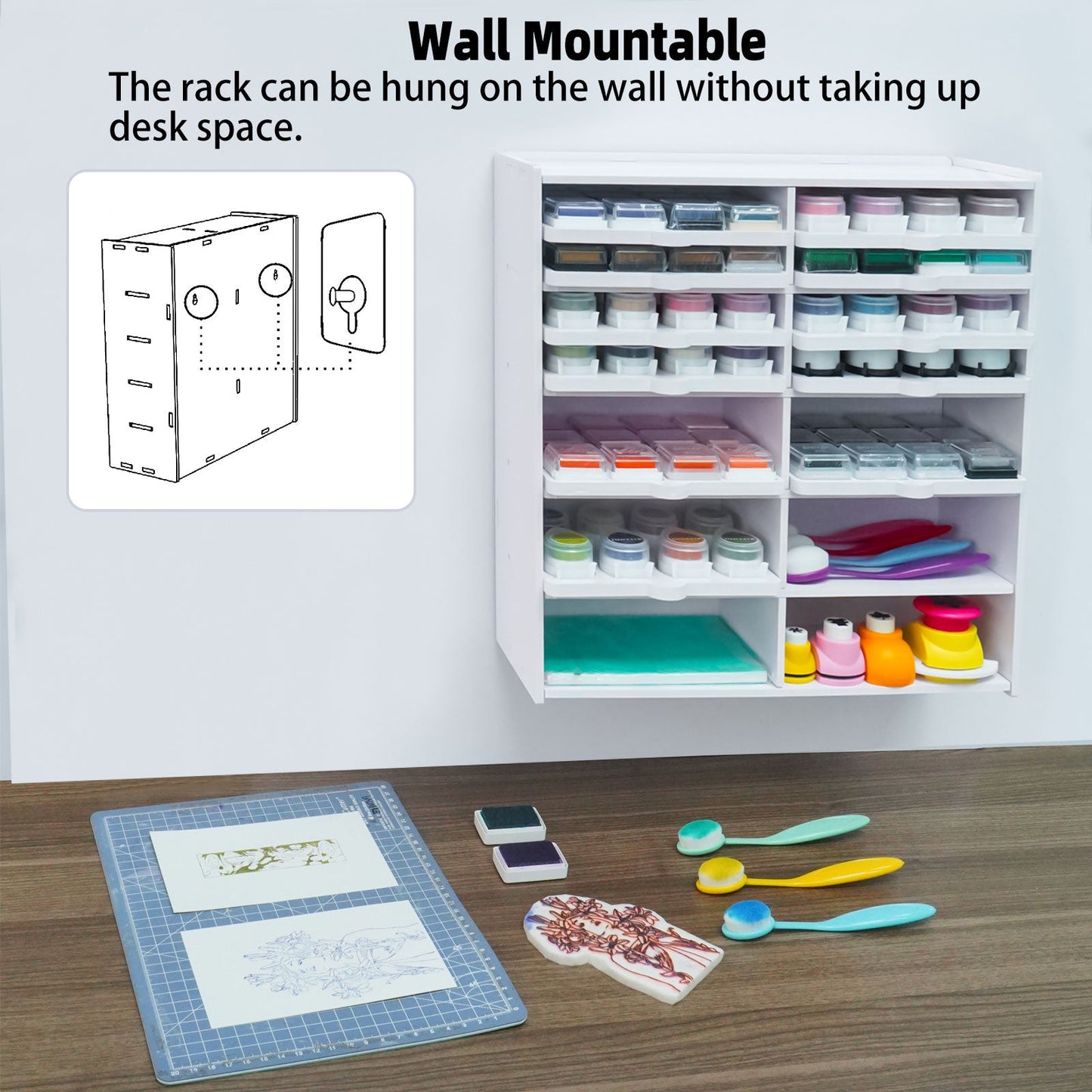 10 Slots Ink Pad Tray Organizer Rack - Sanfurney