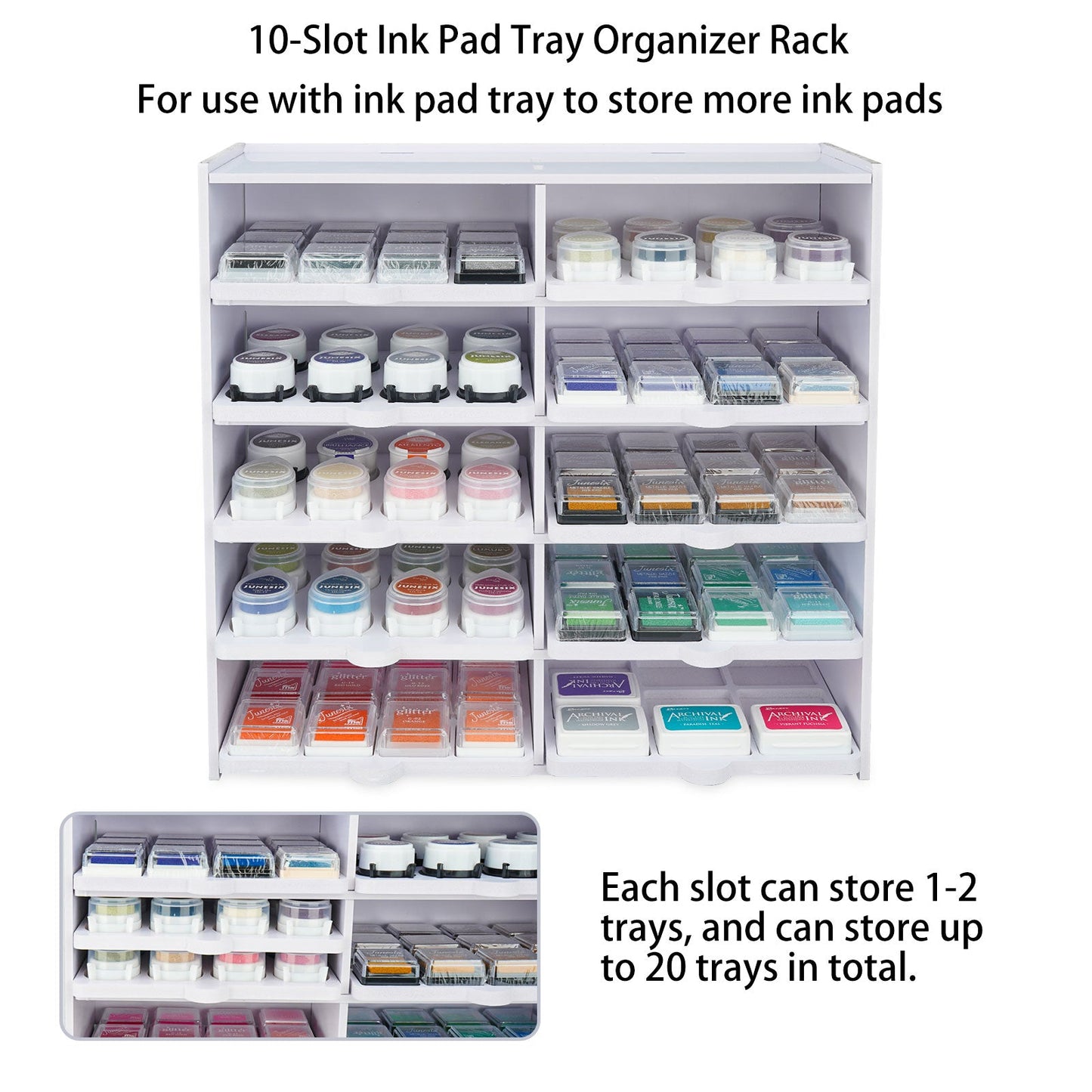 10 Slots Ink Pad Tray Organizer Rack - Sanfurney