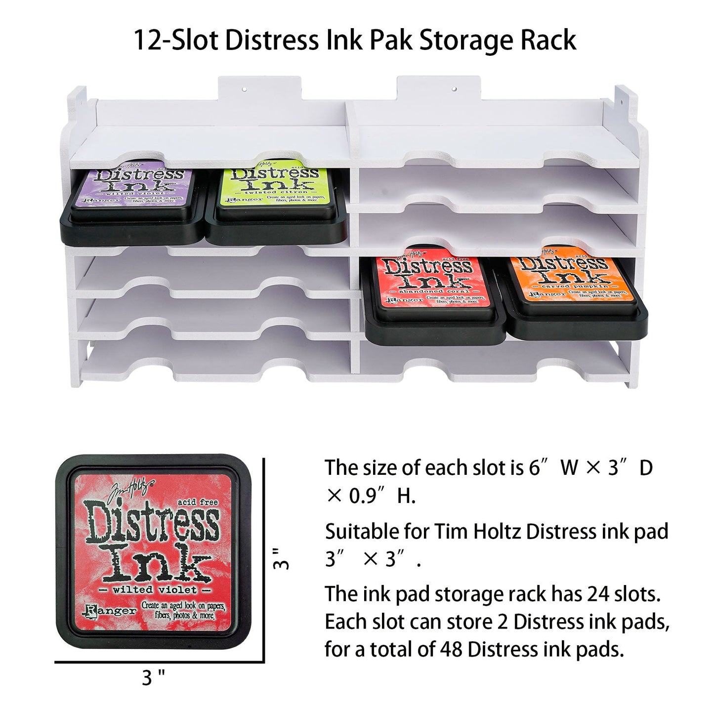 12 Slots Distress Ink Pad Rack - Sanfurney