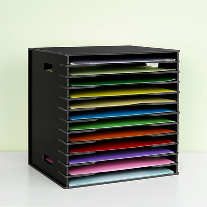 12 Tier Scrapbook Paper Black Organizer for Sizes 12" x 12" - Sanfurney