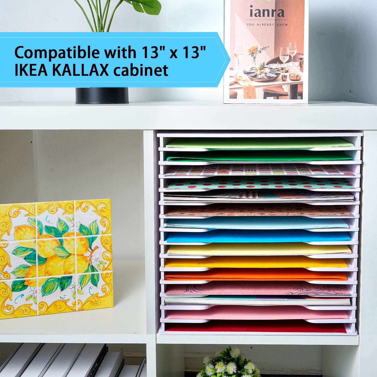 15 Tier Scrapbook Paper Organizer 12" x 12" Sizes for IKEA KALLAX - Sanfurney