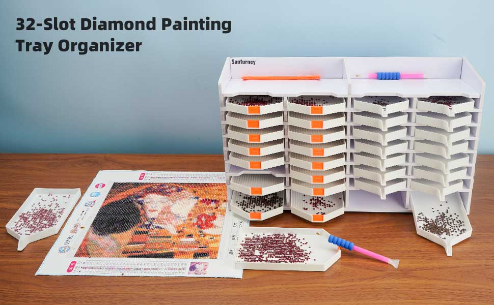 SanerDirect 24 Grids Diamond Painting Tray Holder, Drill Pen & Multi-Boat  Wooden Tray Organizer, Diamond Art Accessories Kits with 21 Trays – BigaMart