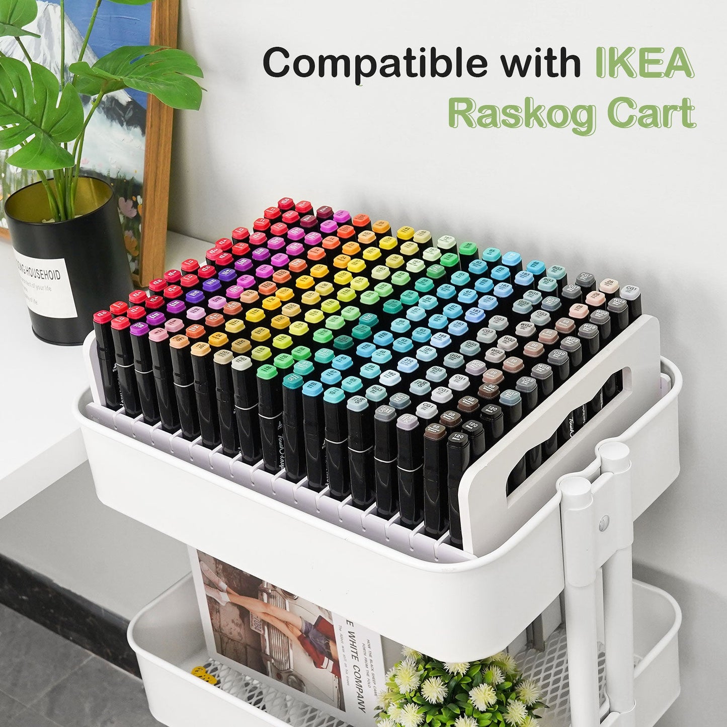 204 Slots Art Marker Pens Organizer, Compatible with IKEA Cart - Sanfurney