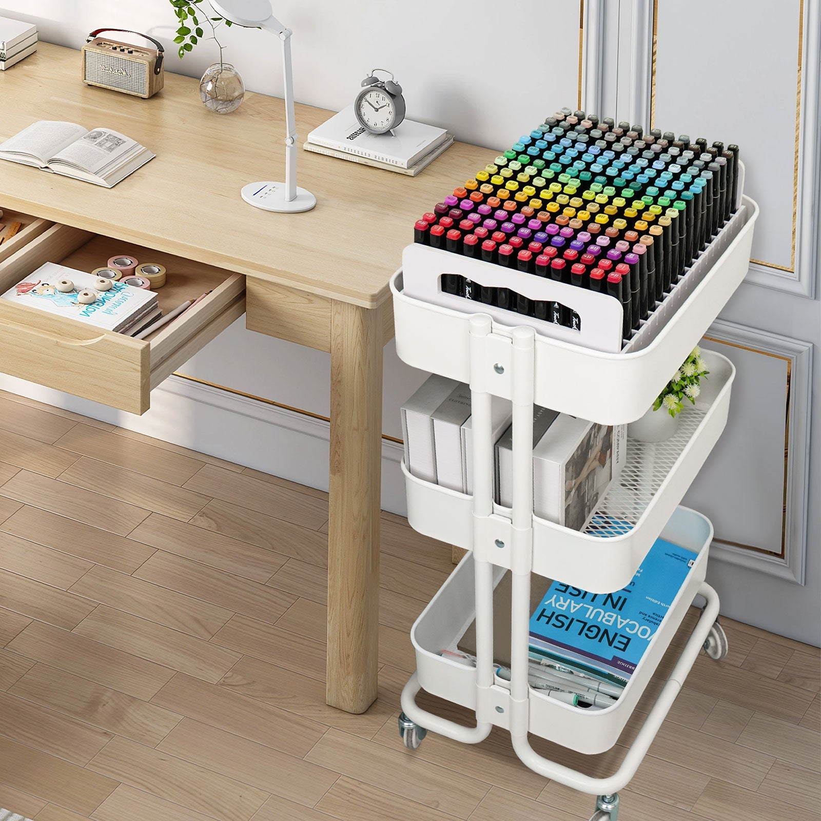 204 Slots Art Marker Pens Organizer, Compatible with IKEA Cart - Sanfurney