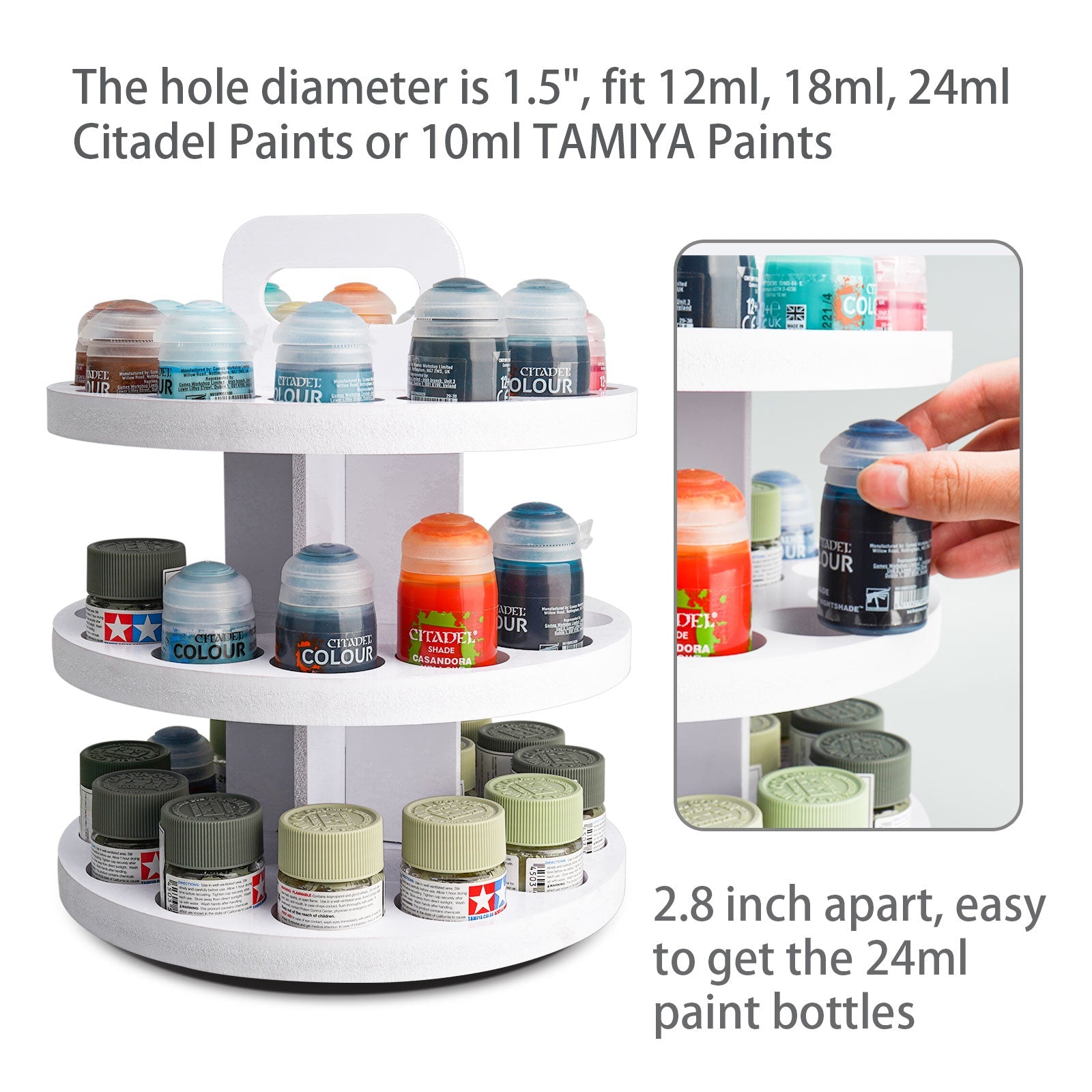 3 - Tier Spinning Paint Organizer Rack for 48 Citadel Paints Bottles - Sanfurney