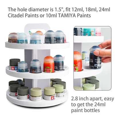 3 - Tier Spinning Paint Organizer Rack for 48 Citadel Paints Bottles - Sanfurney