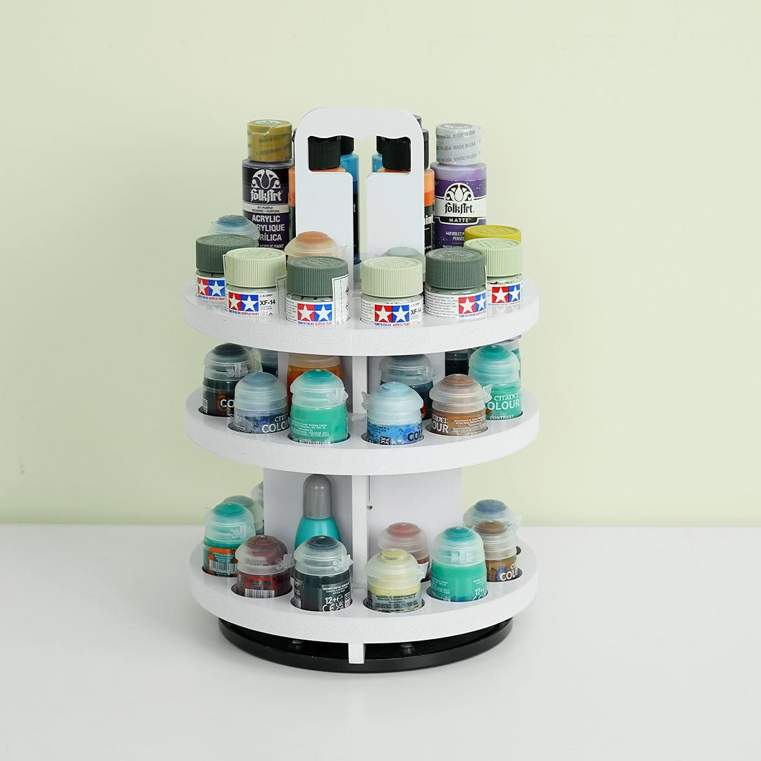 3 - Tier Spinning Paint Organizer Rack for 48 Citadel Paints Bottles - Sanfurney