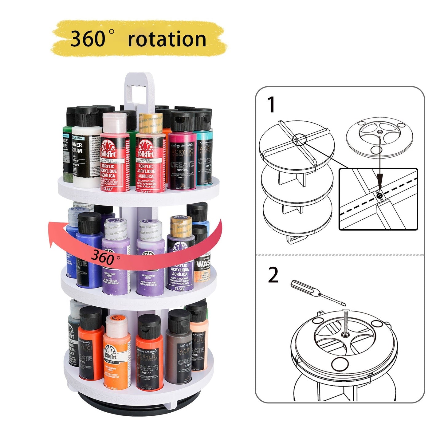 3 - Tier Spinning Paint Organizer Rack for Citadel Paints Bottles - Sanfurney