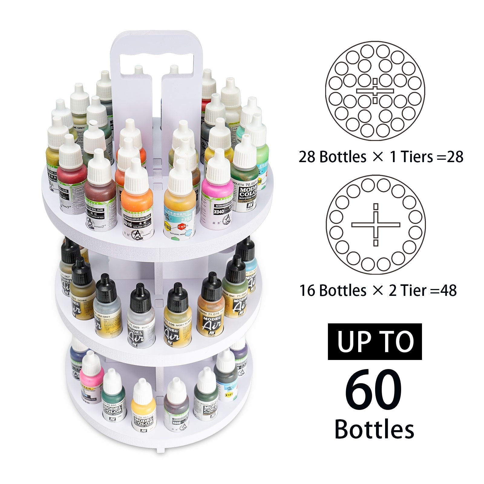 3 - Tier Spinning Paint Organizer Rack for Citadel Paints Bottles - Sanfurney