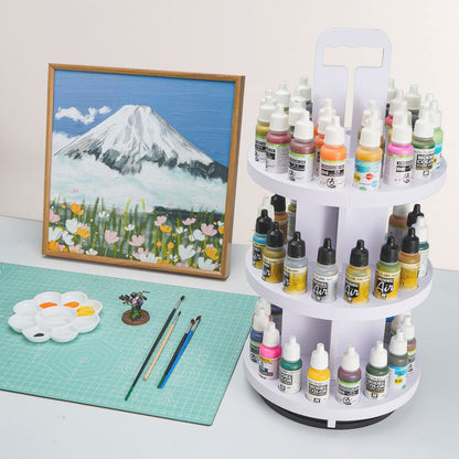 3 - Tier Spinning Paint Organizer Rack for Citadel Paints Bottles - Sanfurney