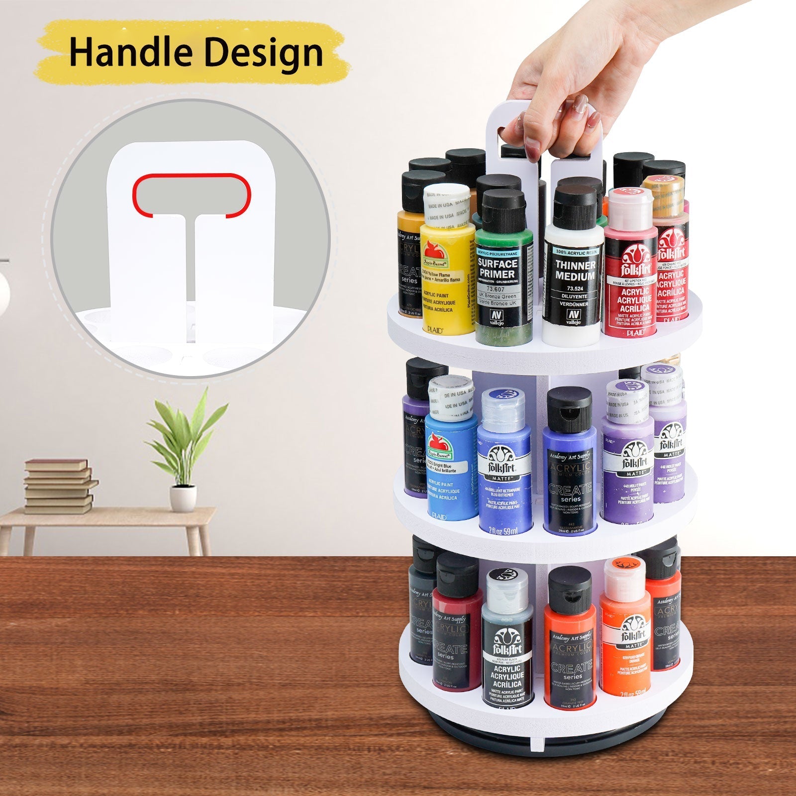 3 - Tier Spinning Paint Organizer Rack for Citadel Paints Bottles - Sanfurney