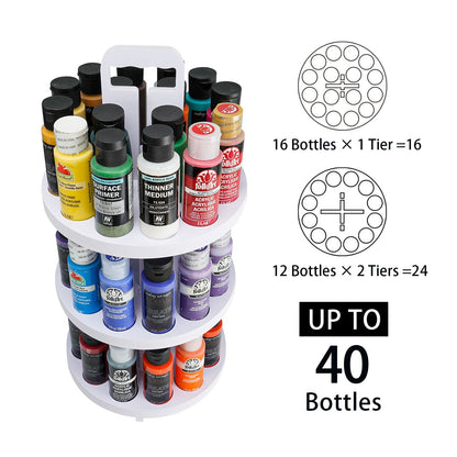 3 - Tier Spinning Paint Organizer Rack for Citadel Paints Bottles - Sanfurney