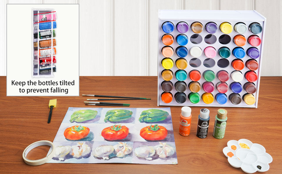 STL file Craft Paint Modular Paint Bottle Rack/Organizer/Holder - (12  Bottle) 59ml / 2 fl oz, Craft Paint, DecoArt, Folkart, Americana, Apple  Barrel, Craft Smart, Paint bottle storage, Modular, Art-tool, Paint storage