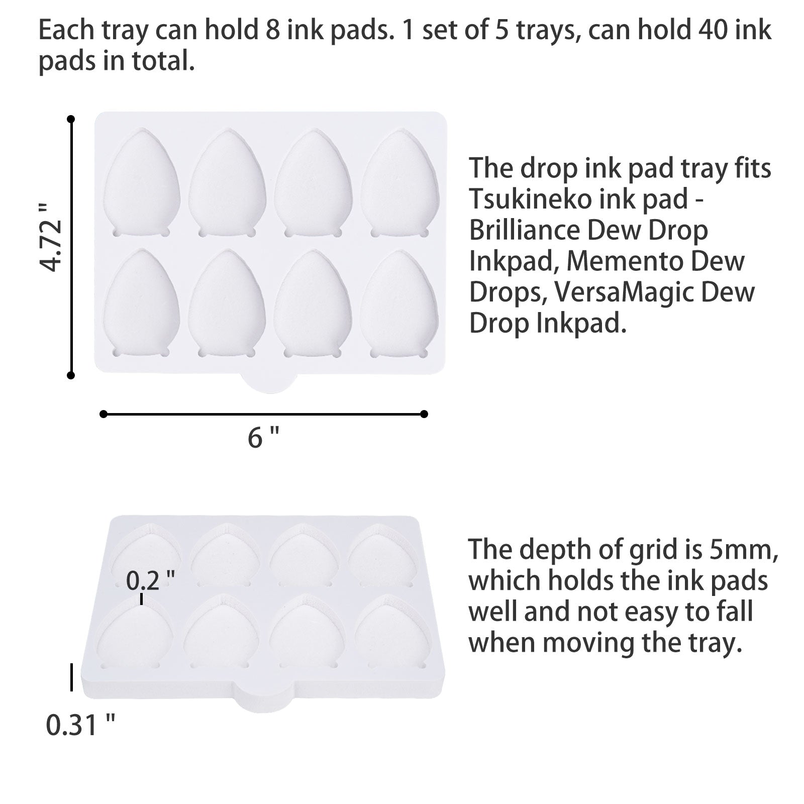 40 Grid Drop Ink Pad Caddy, 5 Trays - Sanfurney