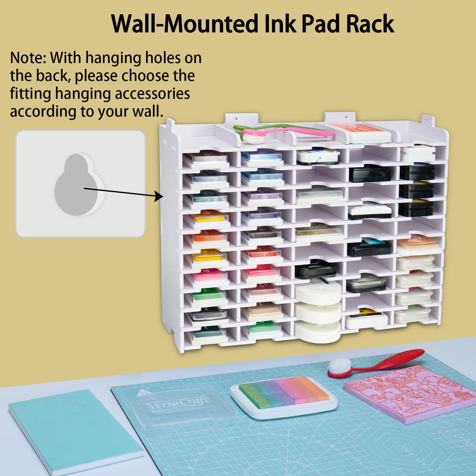 44 Slots Ink Pad Storage Holder Wall - Mounted - Sanfurney