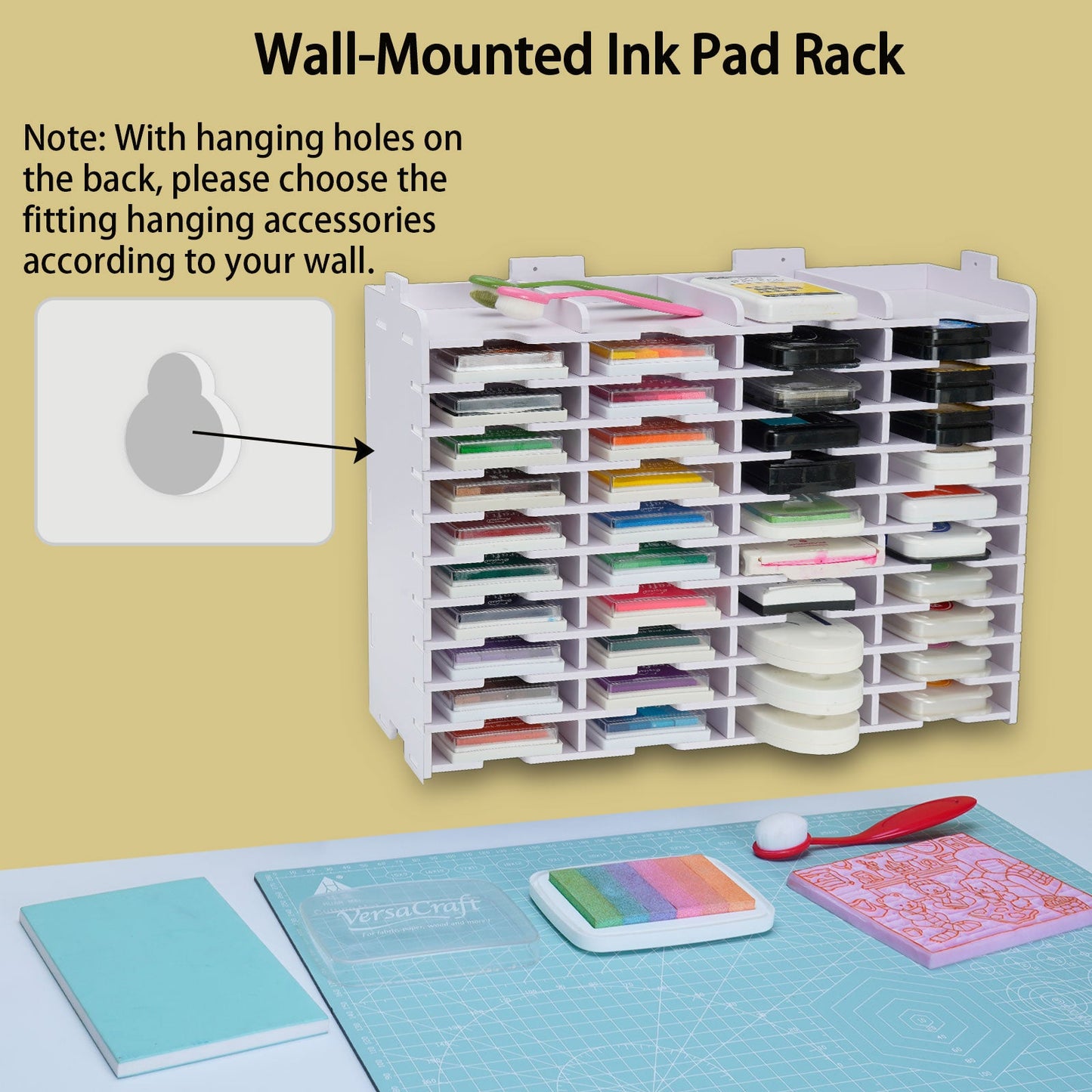 44 Slots Ink Pad Storage Holder Wall - Mounted - Sanfurney