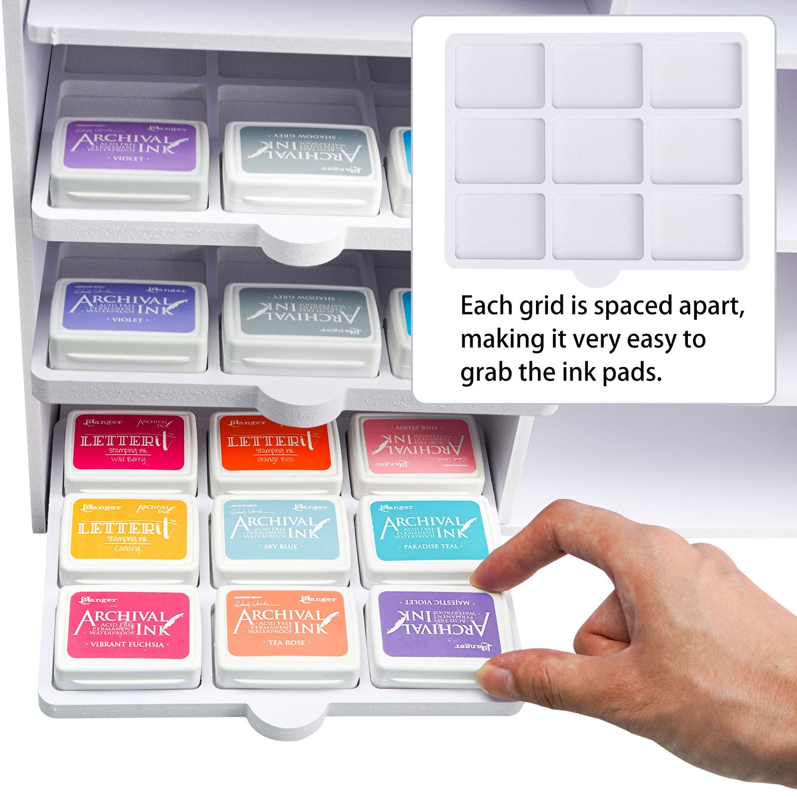 45 Grid Ink Pad Cuboid Caddy, 5 Trays - Sanfurney