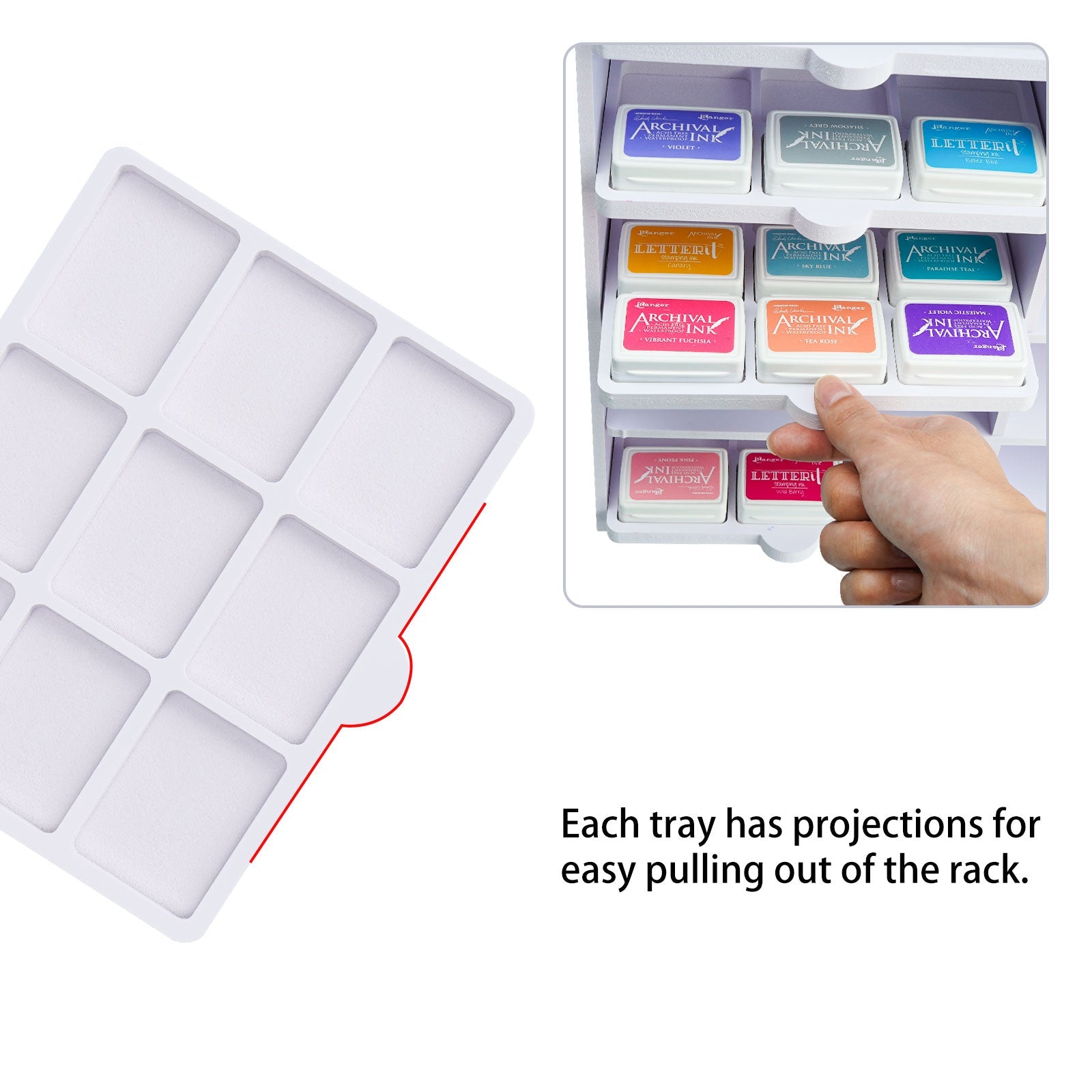 45 Grid Ink Pad Cuboid Caddy, 5 Trays - Sanfurney