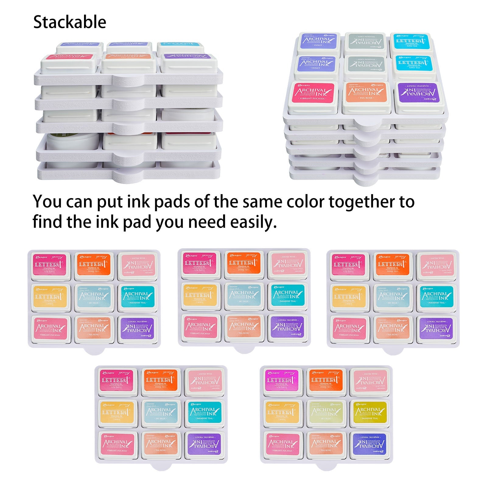 45 Grid Ink Pad Cuboid Caddy, 5 Trays - Sanfurney