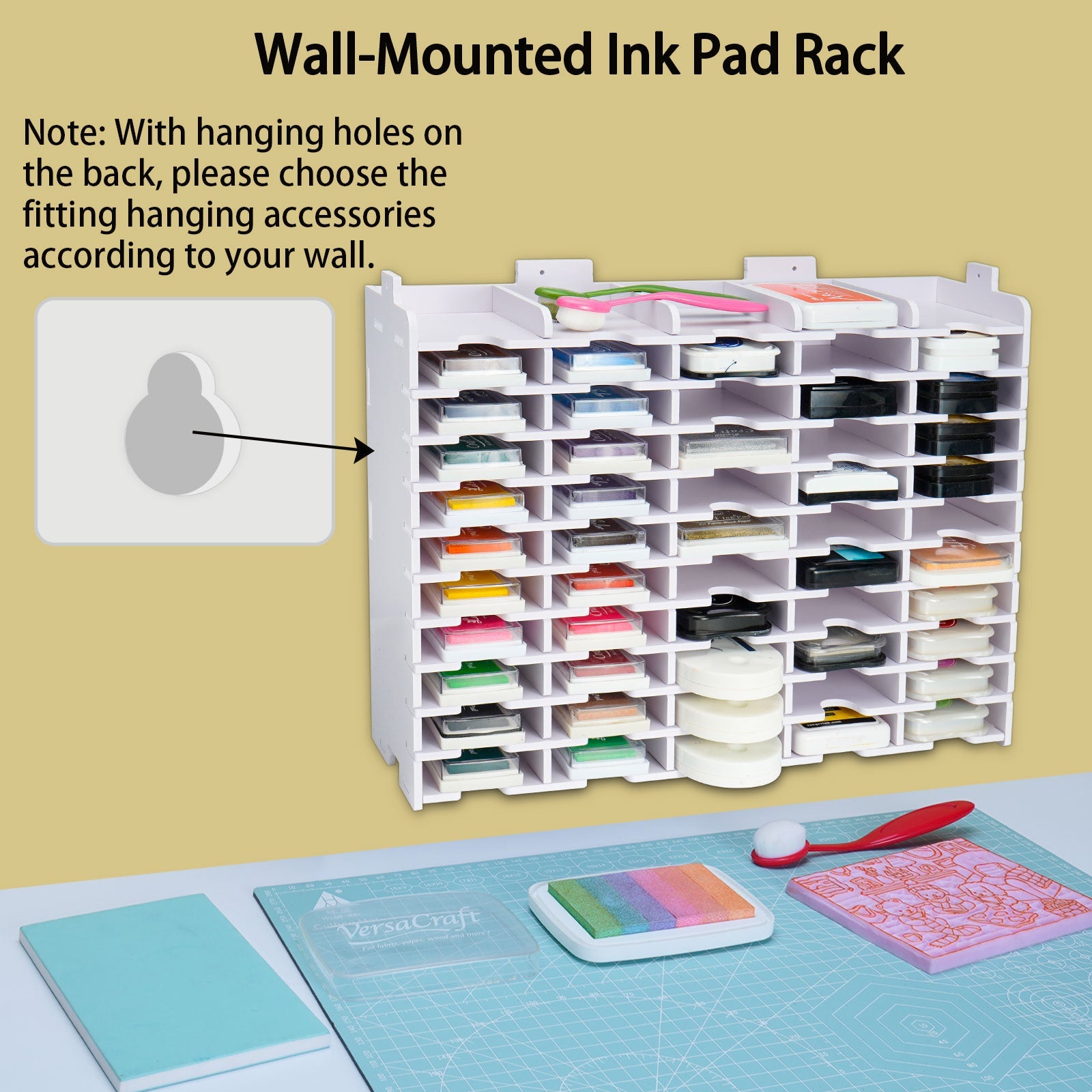 55 Slots Ink Pad Storage Holder Wall - Mounted - Sanfurney