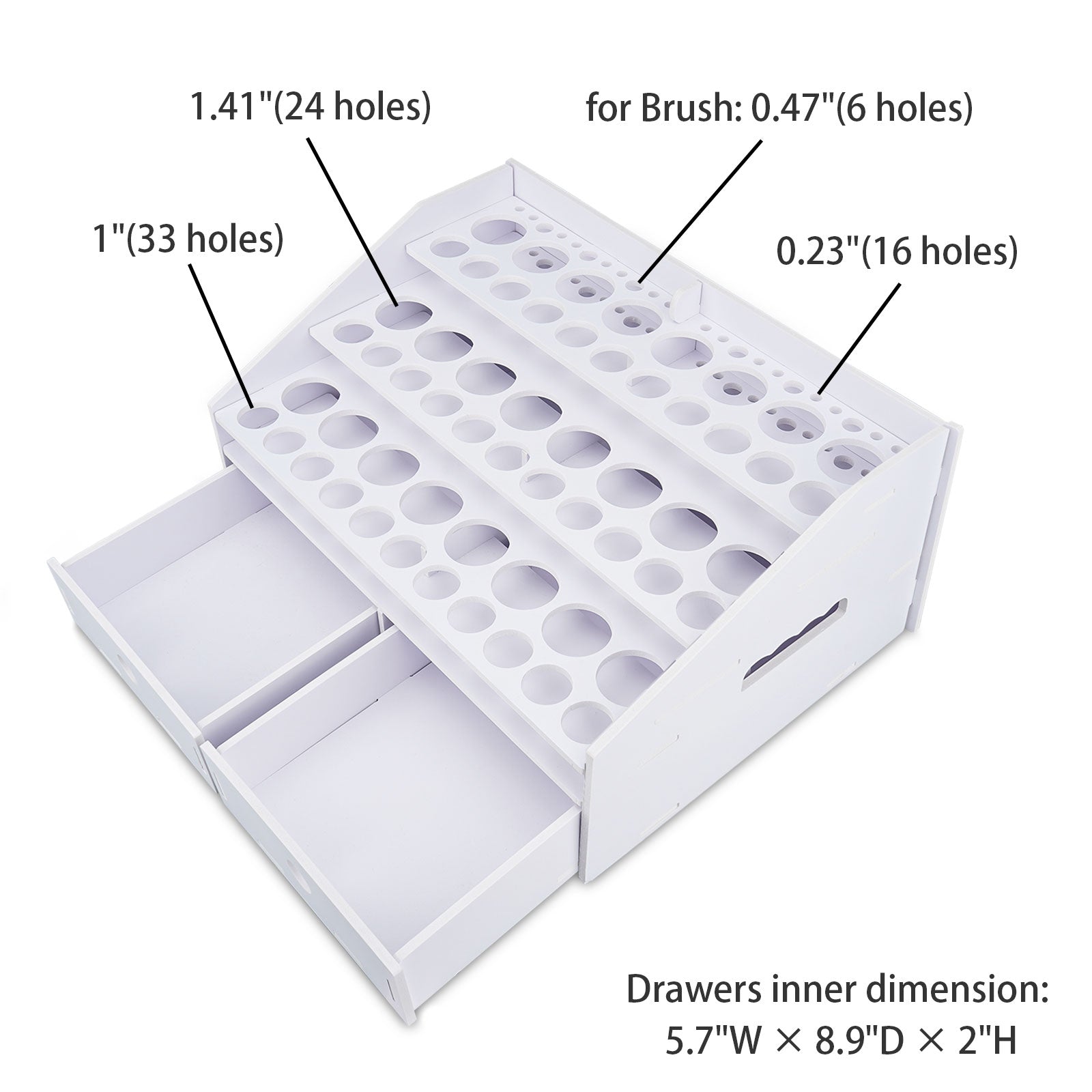 57 Holes Paint Bottles Storage Rack with Cabinet - Sanfurney