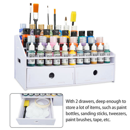 59 Holes Paint Bottles Storage Rack with Cabinet - Sanfurney