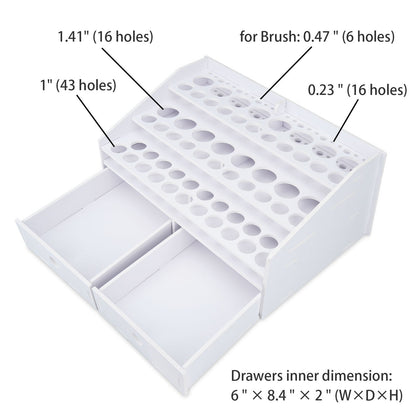 59 Holes Paint Bottles Storage Rack with Cabinet - Sanfurney