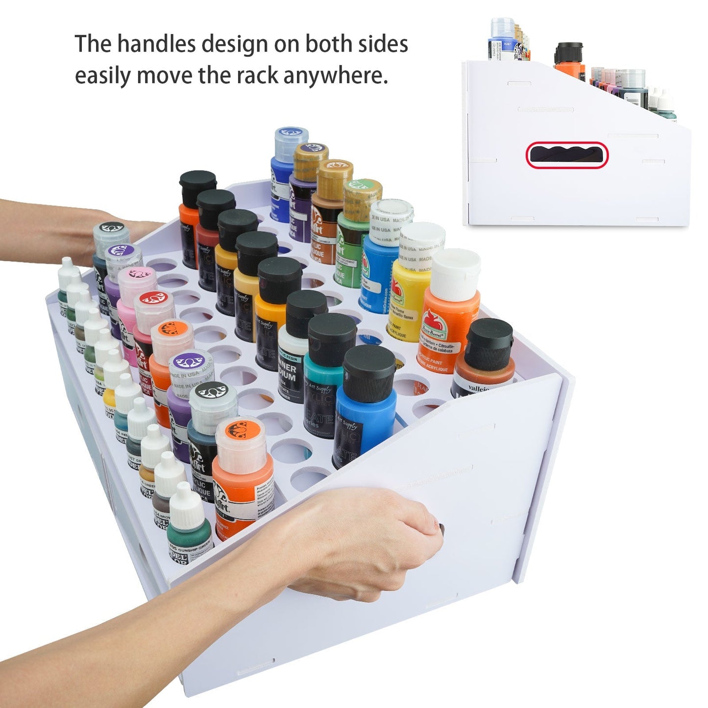 59 Holes Paint Bottles Storage Rack with Cabinet - Sanfurney