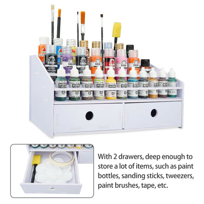 59 Holes Paint Bottles Storage Rack with Cabinet - Sanfurney