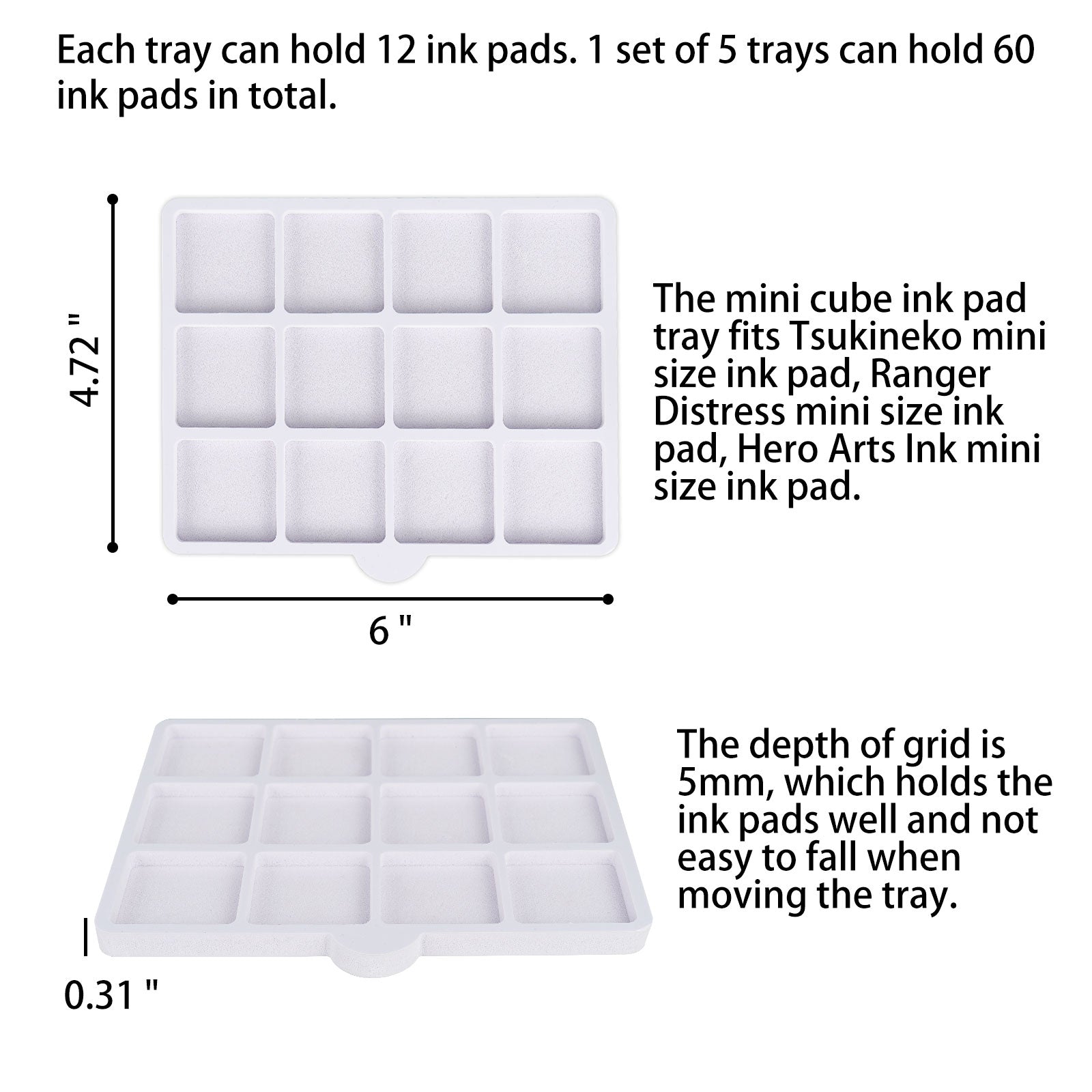 60 Grid Ink Pad Cube Caddy, 5 Trays - Sanfurney