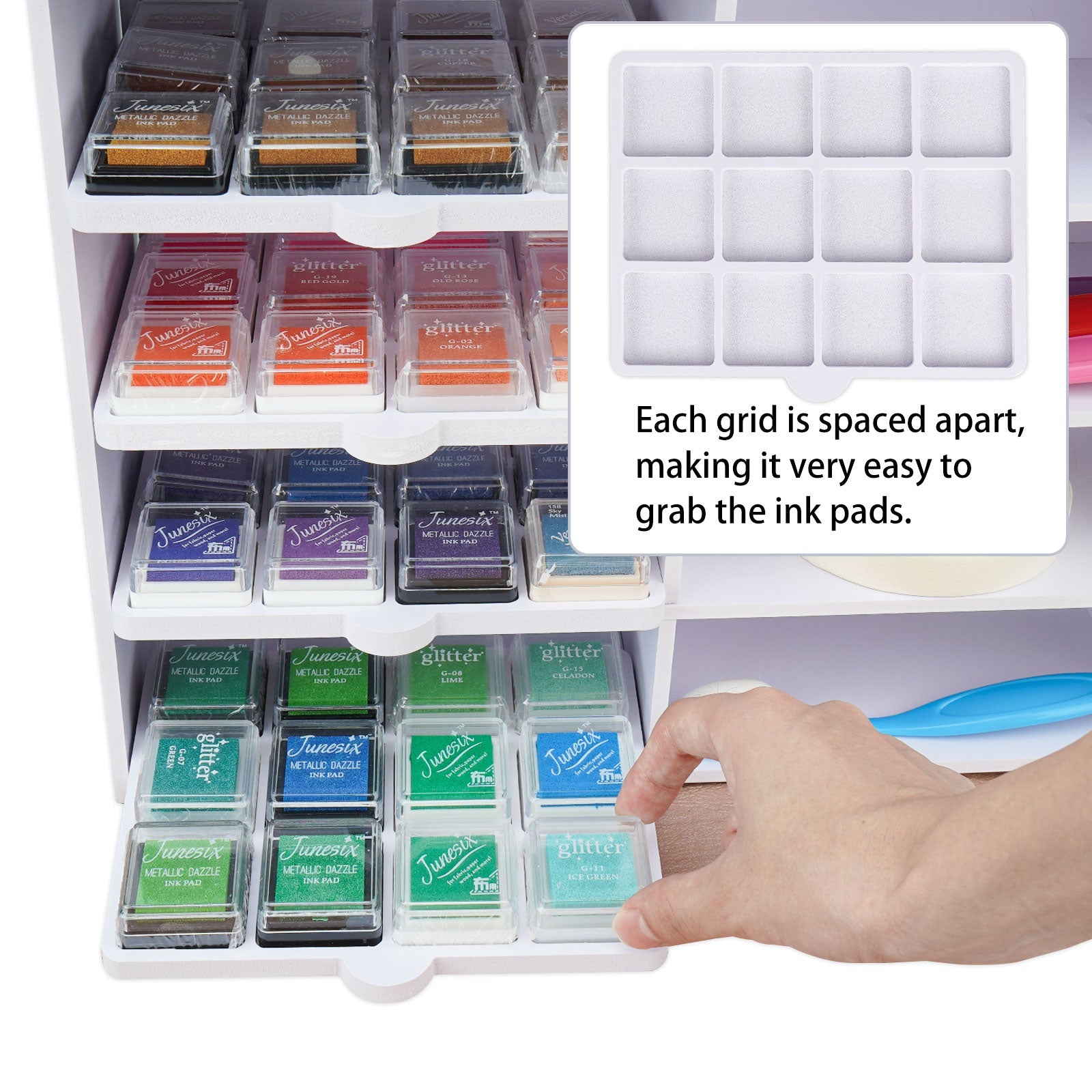 60 Grid Ink Pad Cube Caddy, 5 Trays - Sanfurney