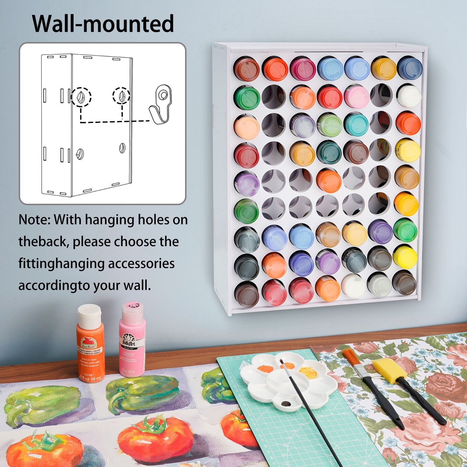 63 Holes Paint Rack for 2oz Acrylic Bottles - Sanfurney