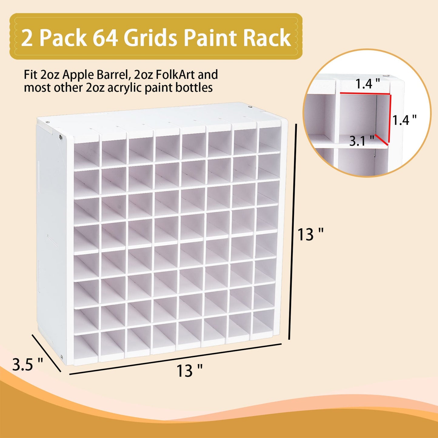 64 Grids Craft Paint Storage Organizer - Sanfurney