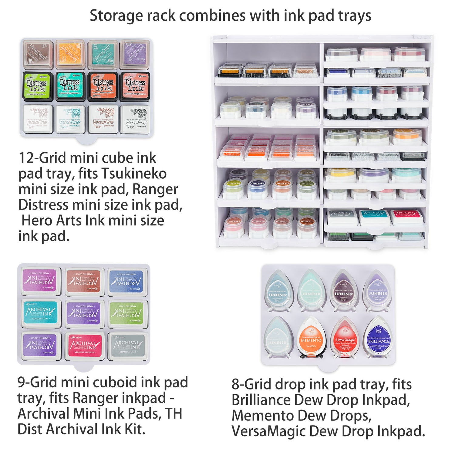 Sanfurney 36 Slots Ink Pad Holder and Stamp Pad Storage Organizer for Stampin Up or Ranger Ink Pads Diamond Painting Tray Rack for Crafts Supply, Stac