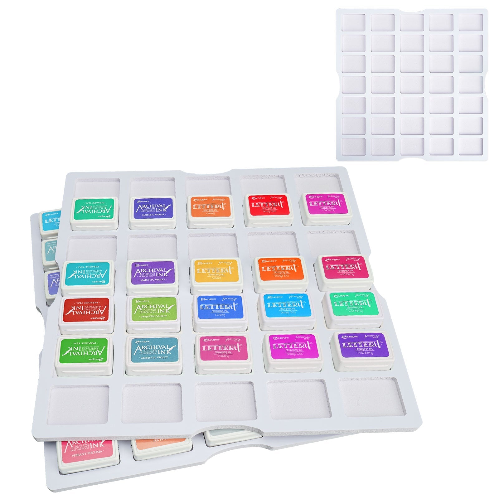 70 Grids Ink Pad Cuboid Caddy, 2 Large Trays - Sanfurney