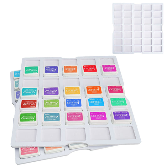 70 Grids Ink Pad Cuboid Caddy, 2 Large Trays - Sanfurney