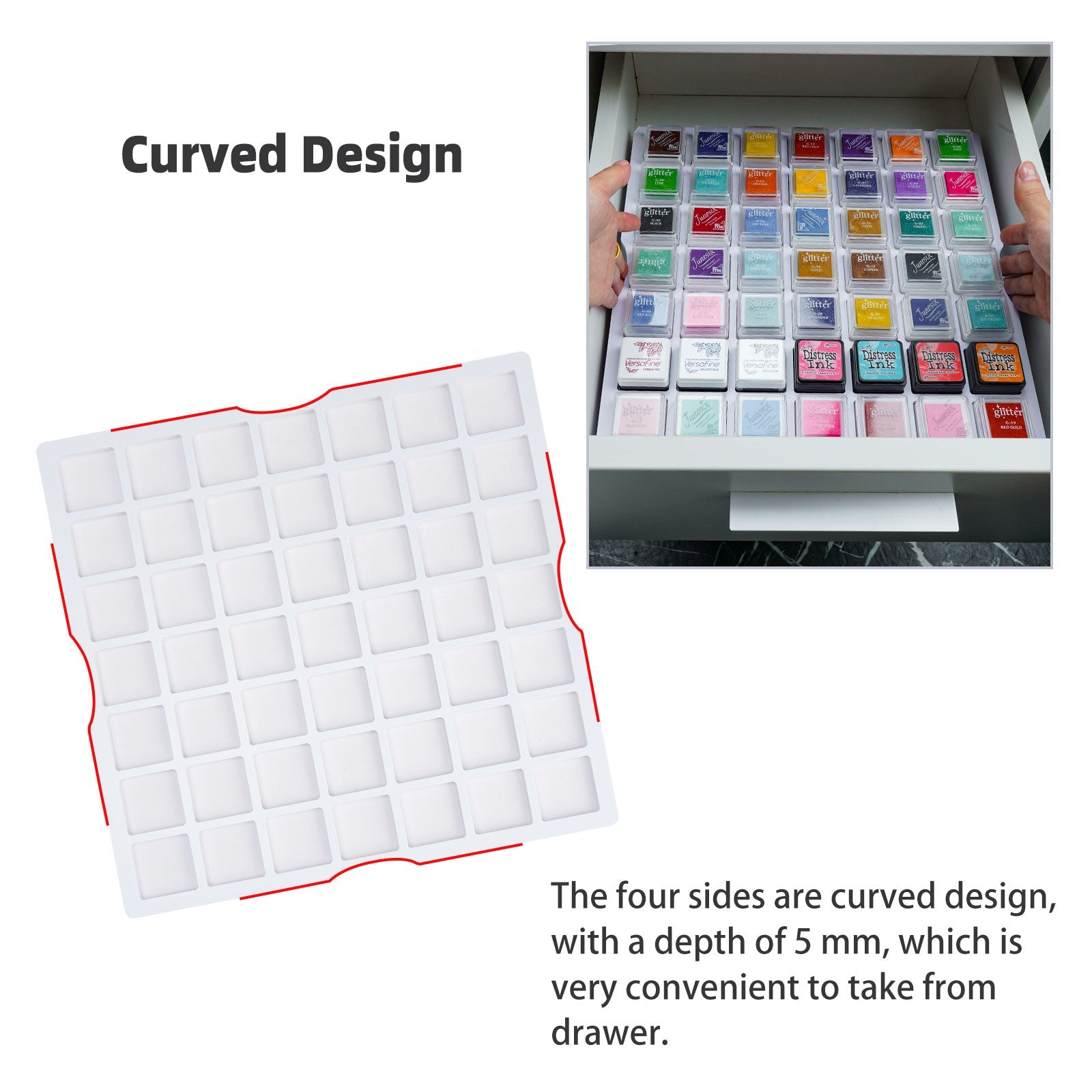 98 Grids Ink Pad Cube Caddy, 2 Large Trays - Sanfurney