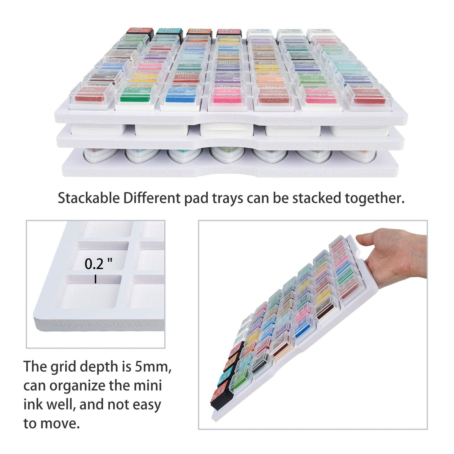 98 Grids Ink Pad Cube Caddy, 2 Large Trays - Sanfurney