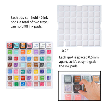 98 Grids Ink Pad Cube Caddy, 2 Large Trays - Sanfurney