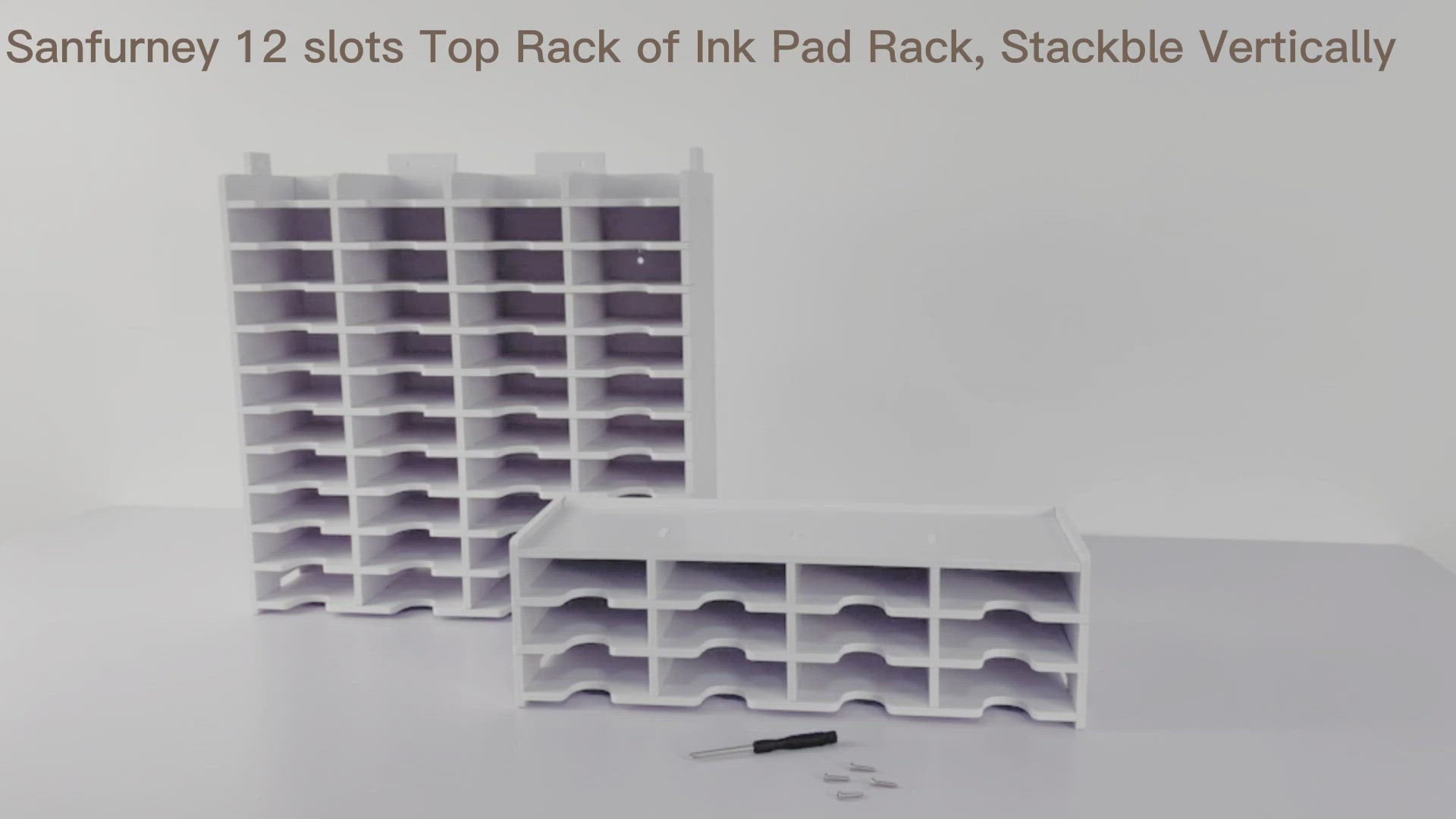 Sanfurney 12 Slots Slim Ink Pads Top Rack and Stamp Pad Storage Organizer