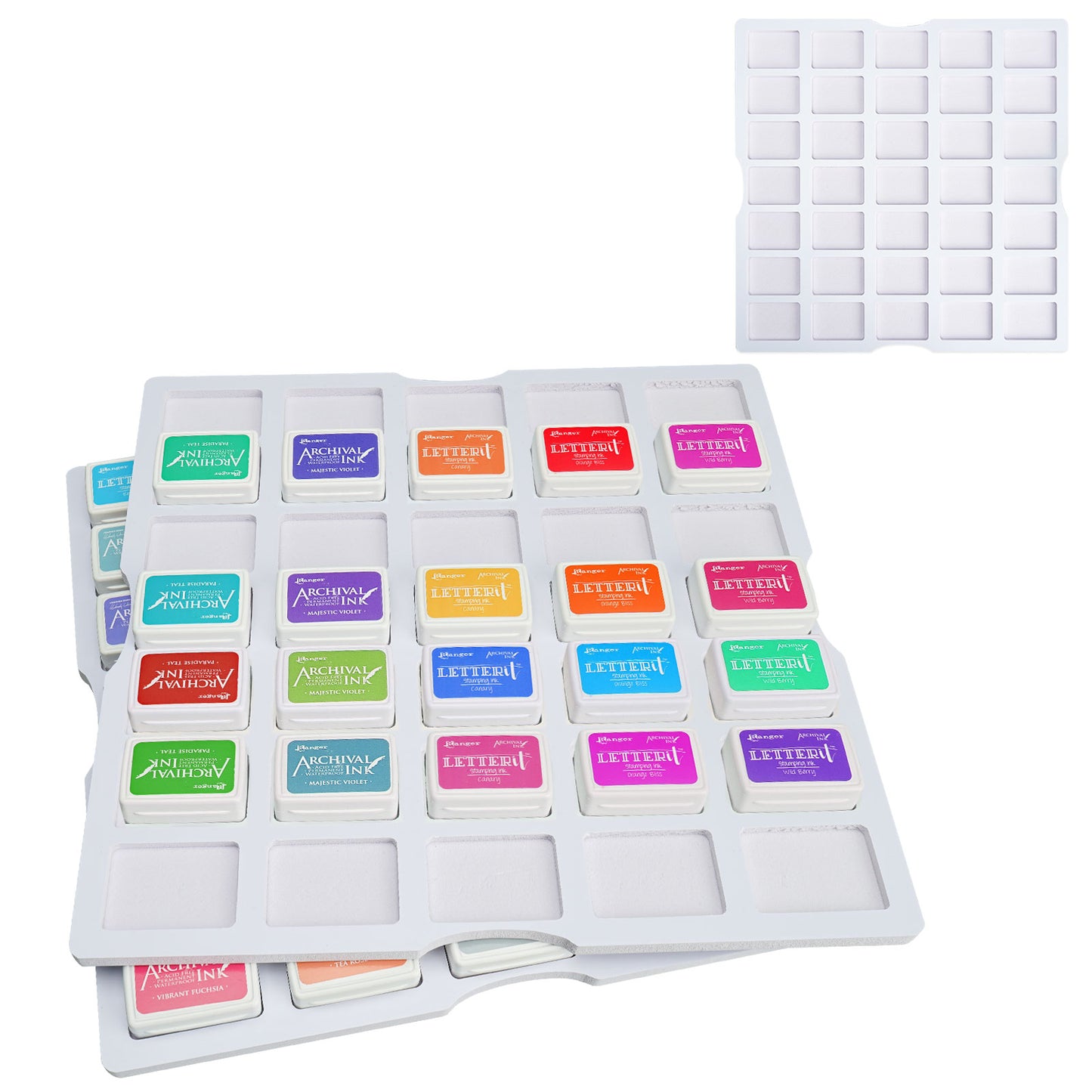 70 Grids Ink Pad Cuboid Caddy, 2 Large Trays