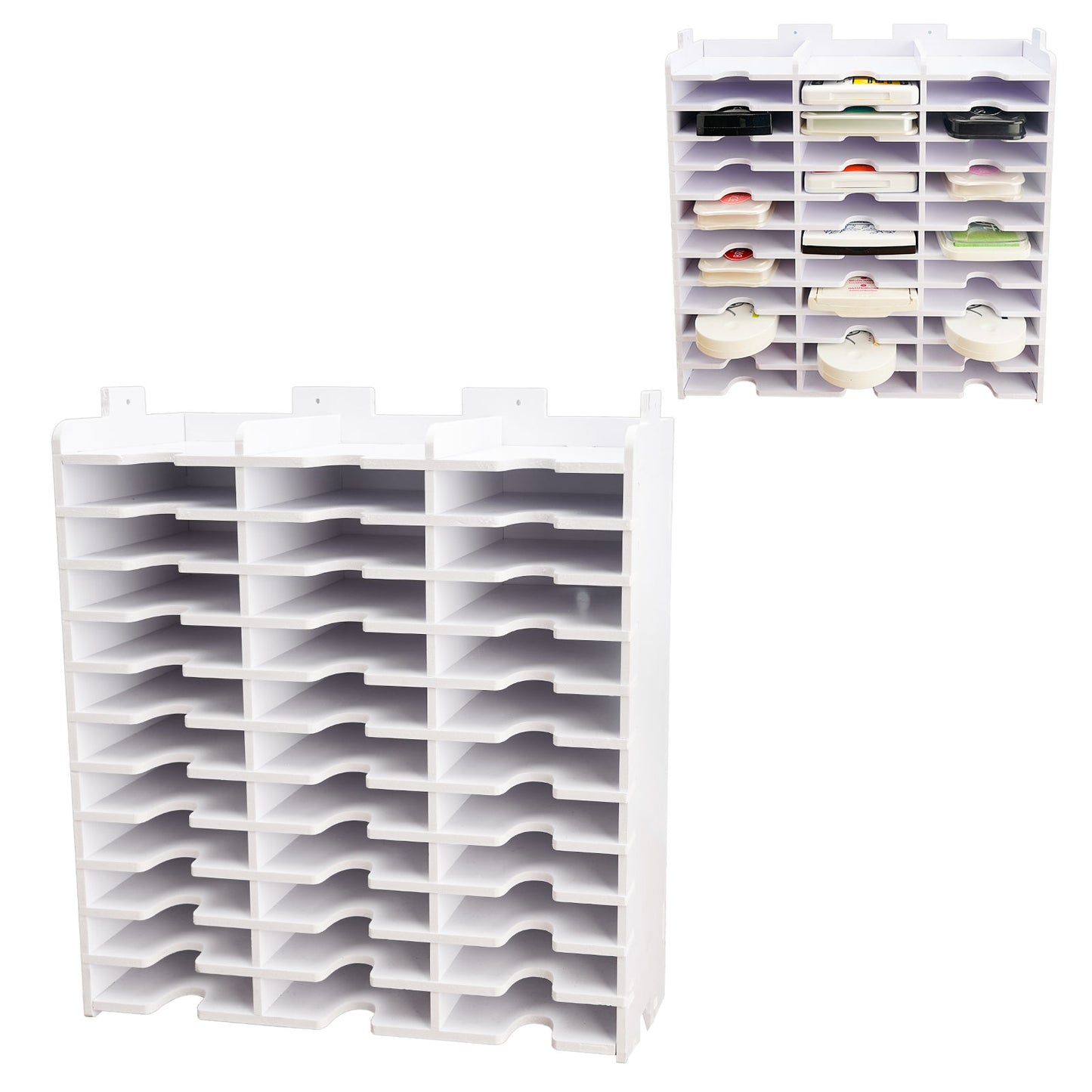 Sanfurney 44 Slots Slim Ink Pad Holder and Ranger or TSUKINEKO Ink Pads  Stamp Pad Storage Organizer for Diamond Painting Tray Rack for Crafts  Supply, Stackable Wall Mount
