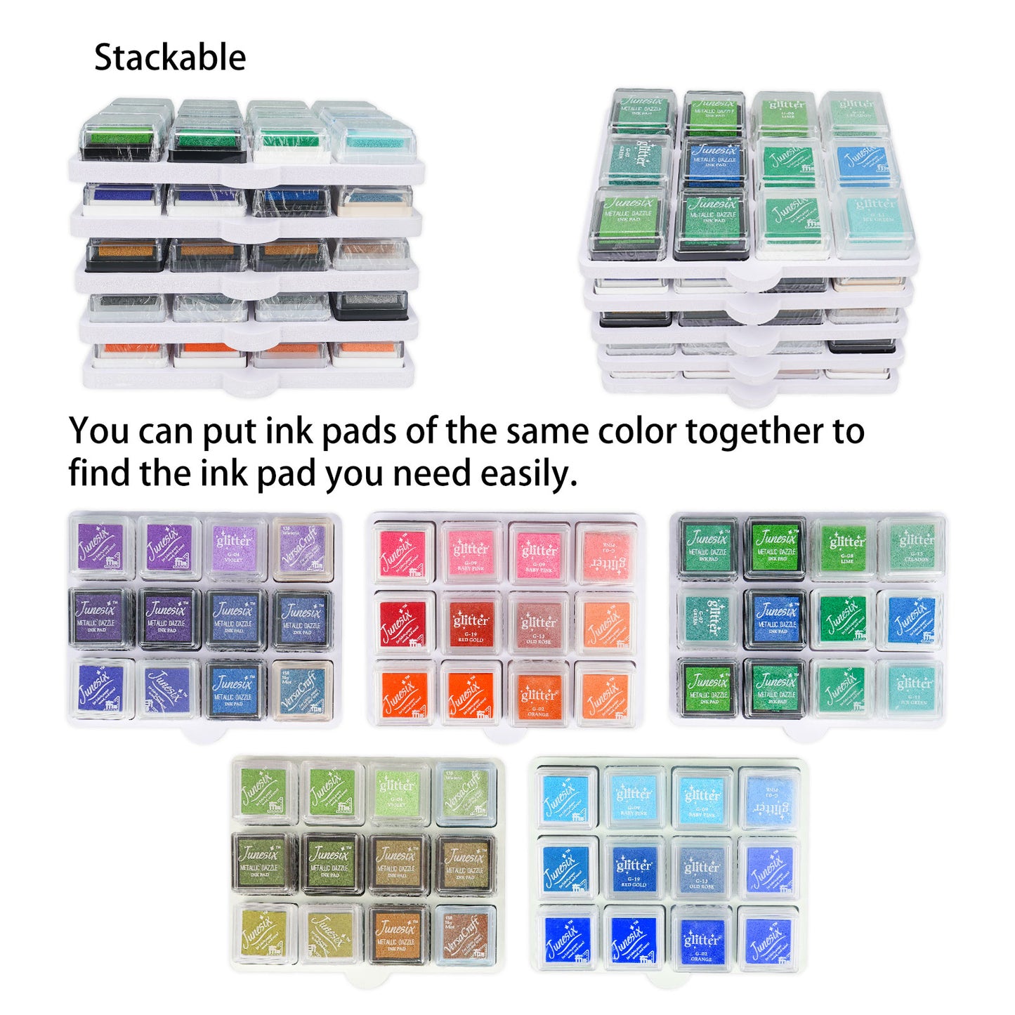the mini cube ink pads can be stacked with each other