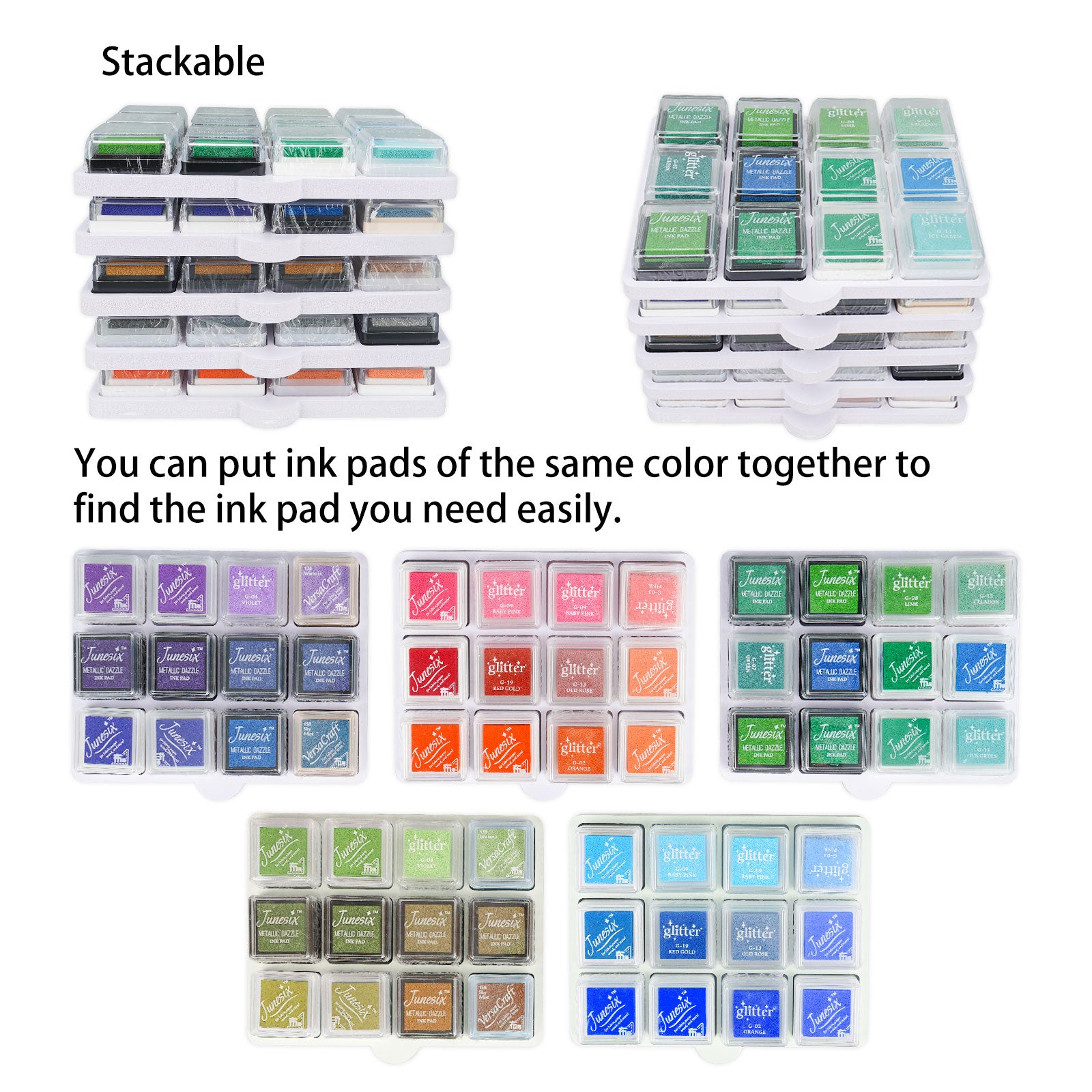 the mini cube ink pads can be stacked with each other